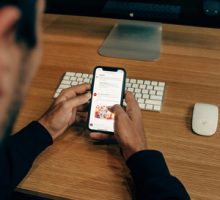 Reading news on phone