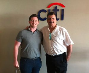 Alec Bieber and Keith Hernandez at a at Citi Field event