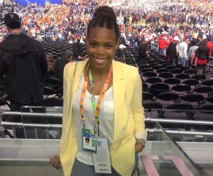 Brianna Cooper poses in a stadium