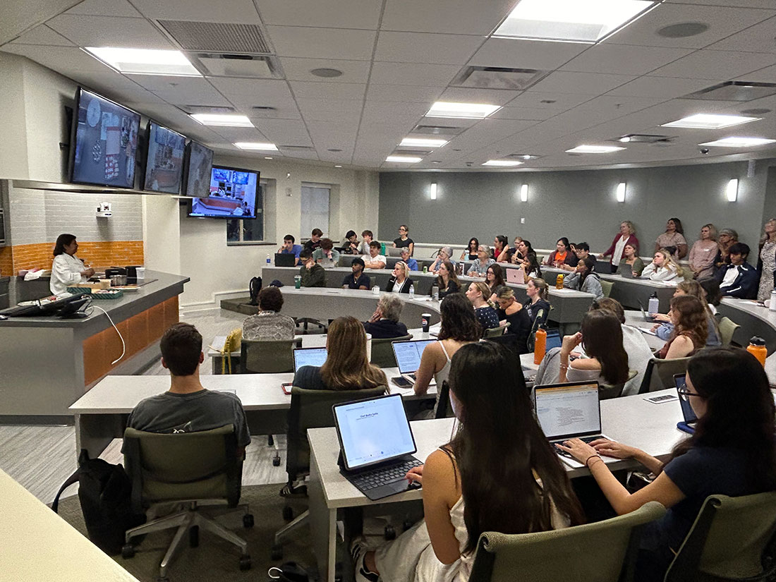 Chef presenting to students