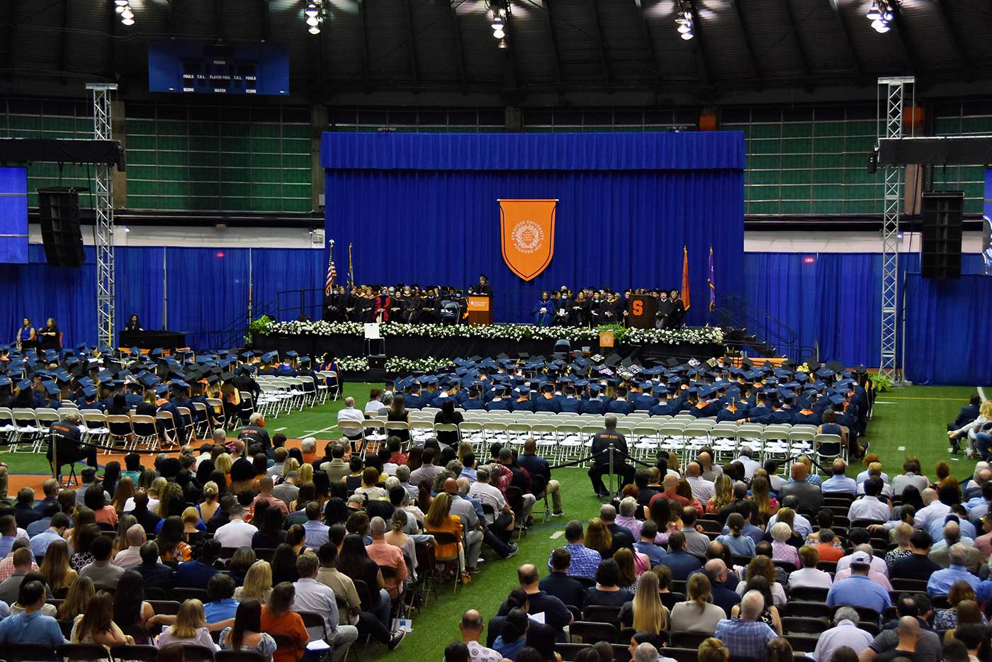 aerial photo of 2022 Falk College convocation ceremony