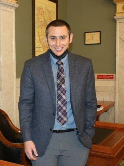 David Nagle stands in a courtroom