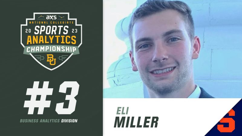 AXS National Collegiate Sports Analytics Championship #3 Business Analytics Division Eli Miller.