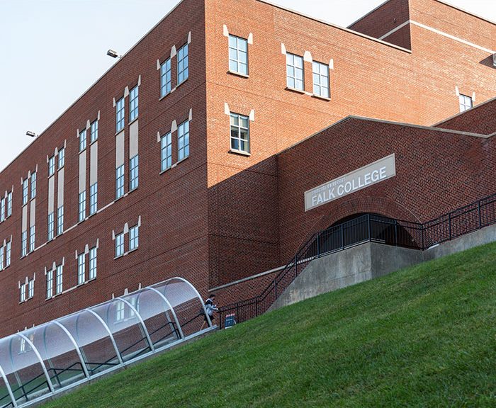 Exterior view of Falk College from Irving Avenue side