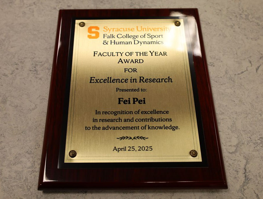 Wooden plaque with bronze engraved plate for faculty of the year award
