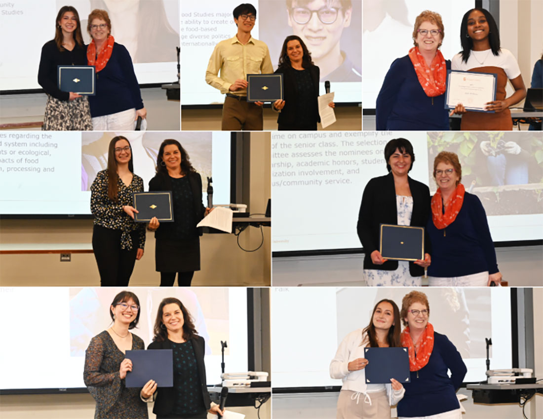 collage of images of students receiving awards from Food Studies