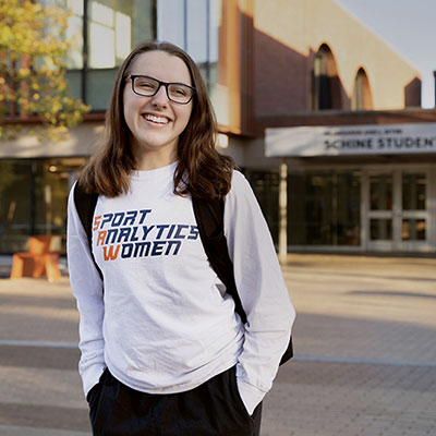 Alison Gilmore stands outside the student center at Syracuse University.