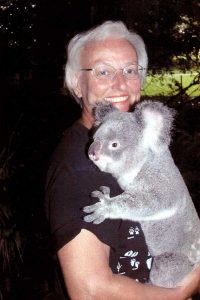 Jean Bowering holds a koala