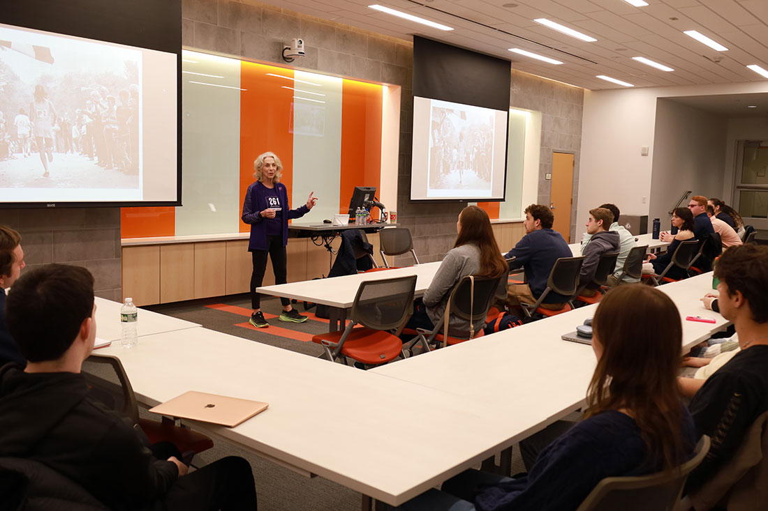 Katherine Spitzer presenting to sports management class