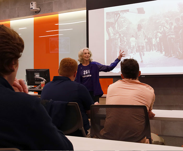 women presenting to a class