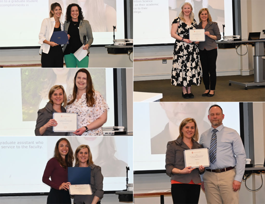 collage images of awards ceremony with students and faculty