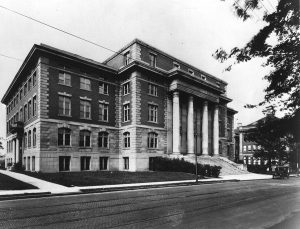 Black and White exterior photo of Slocum Hall