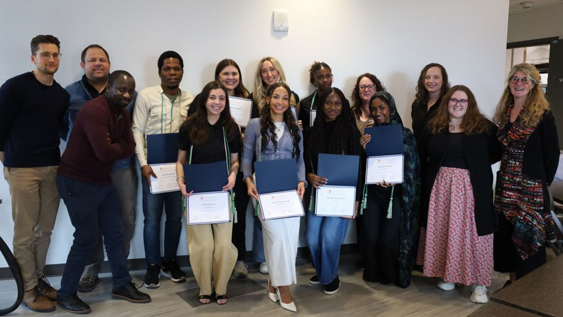 group of public health students and faculty after awards ceremony