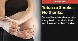 Second-hand smoke contains many toxic chemicals that can harm an unborn baby