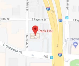 Map of Peck Hall in Syracuse, NY