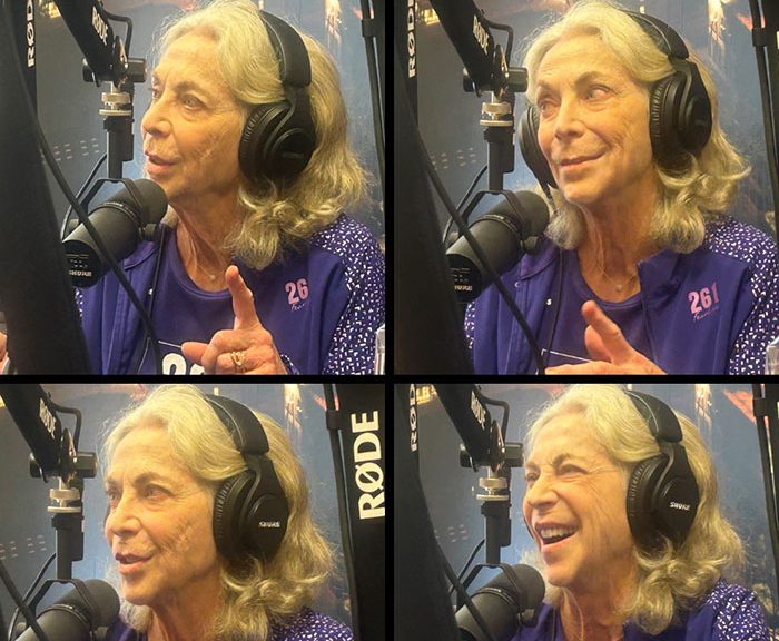 images of Kathrine Switzer during podcast