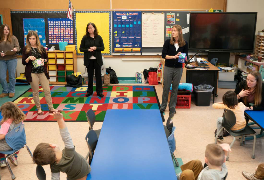 Two female professors at Elbridge elementary school