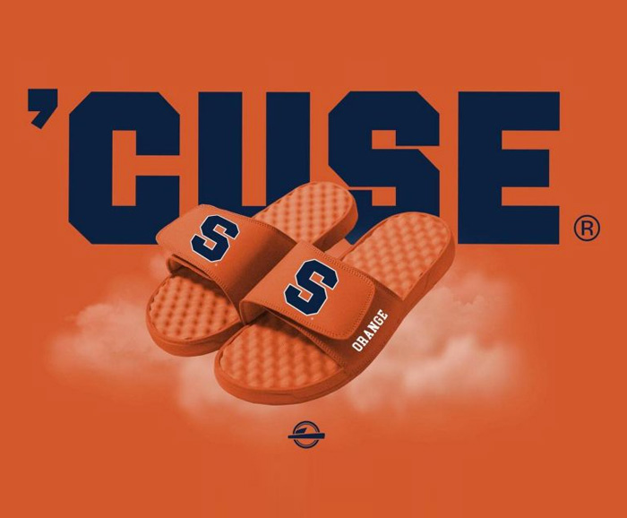 SU branded orange footwear