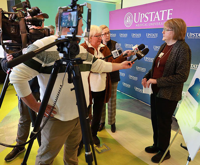 Maria Brown being interviewed at SUNY Upstate