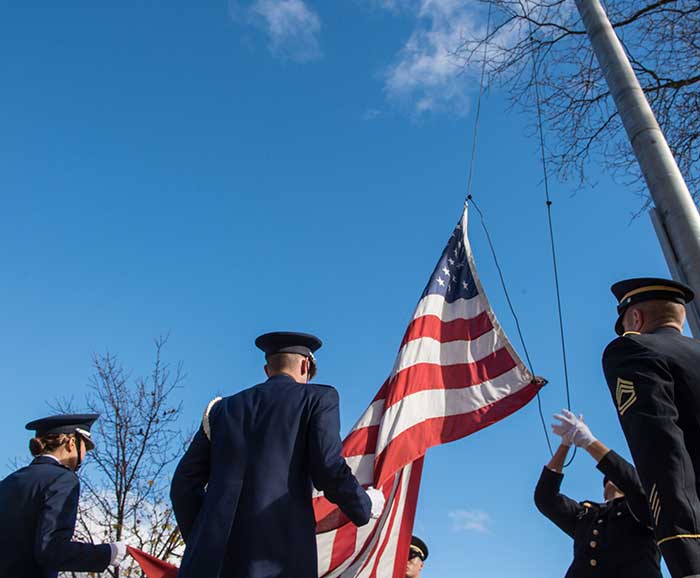 Veterans put up a flag