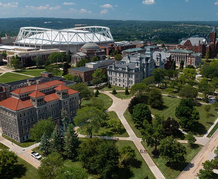 aerial shot of SU campus