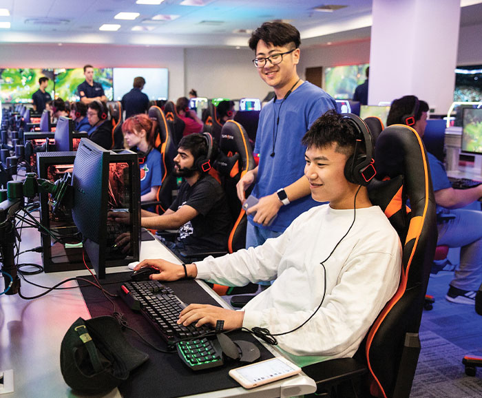Students participating in esports