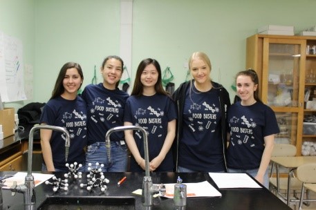 A group of students are posed in a lab