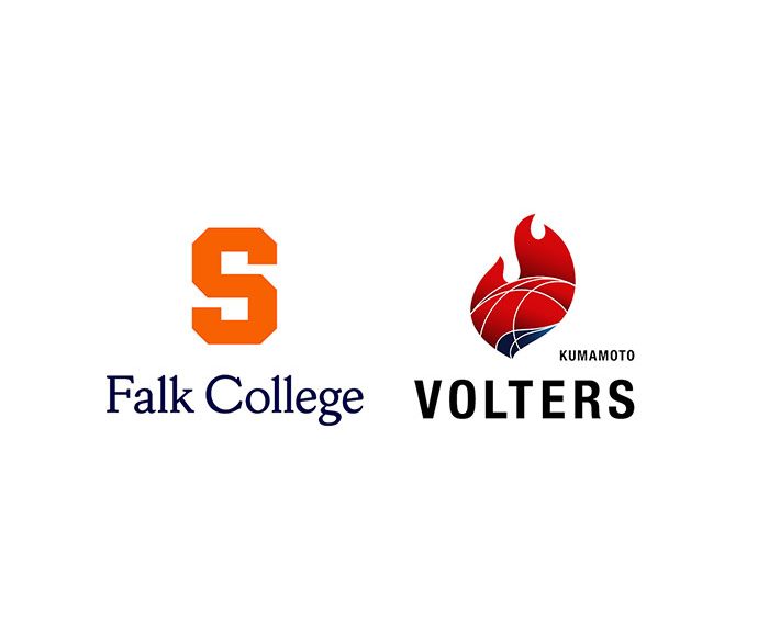 Falk College and Kumamoto Volters logos